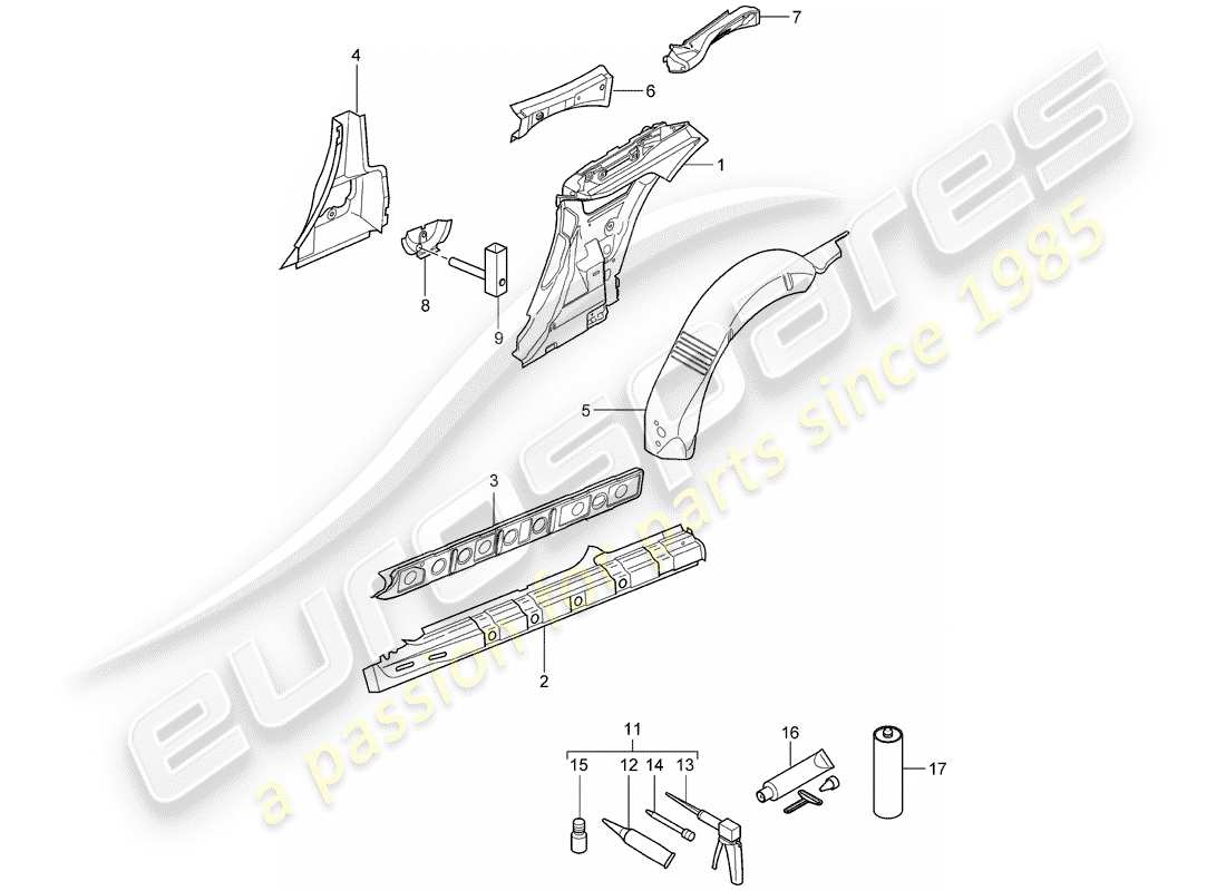 porsche 997 gen. 2 (2012) side panel part diagram