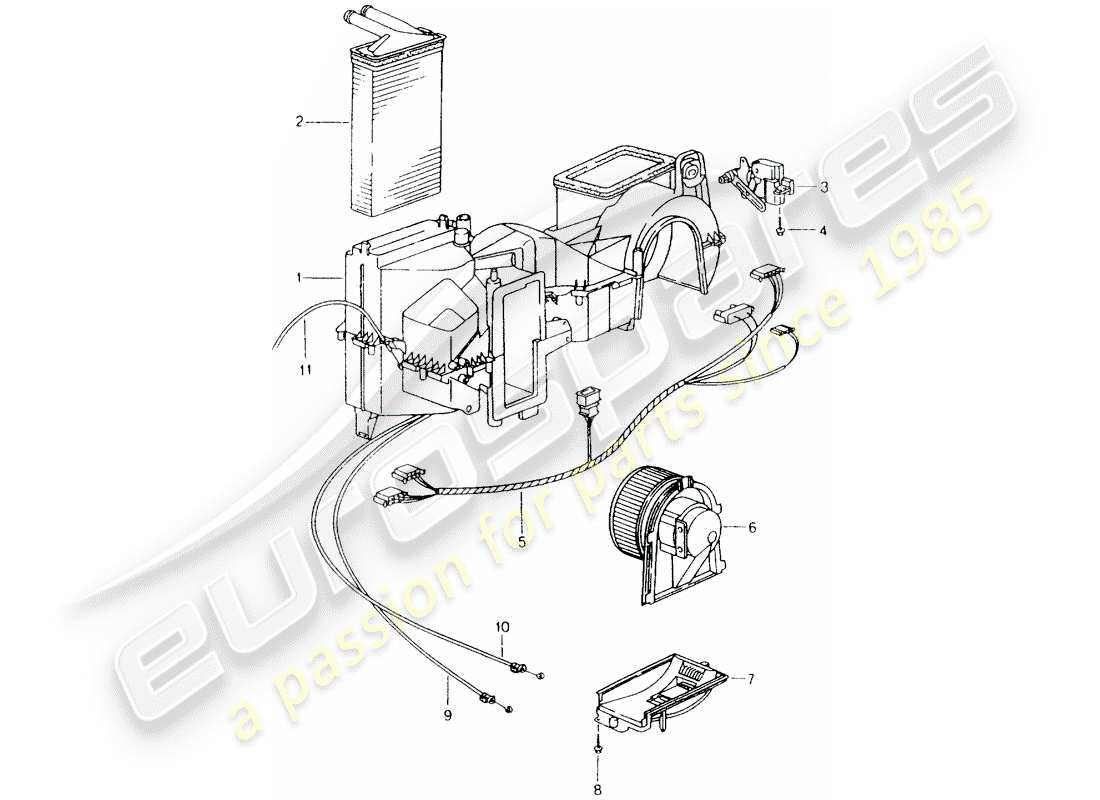 porsche boxster 986 (1998) heater - single parts part diagram