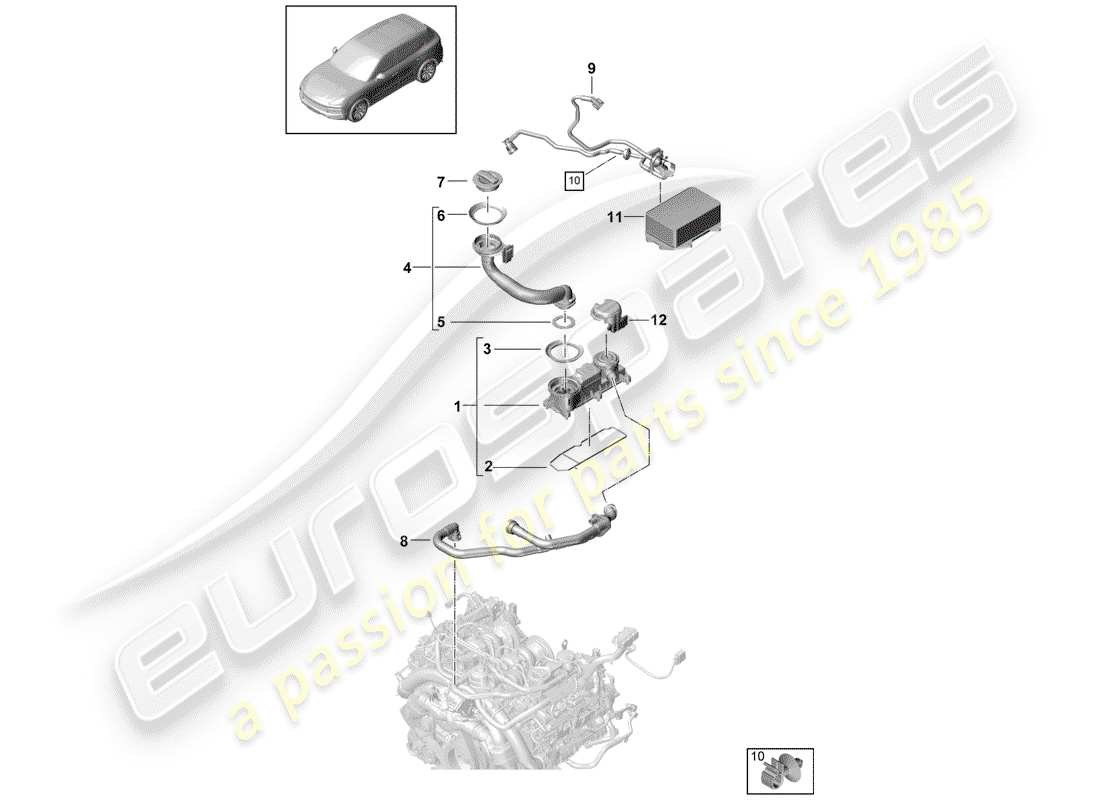 porsche cayenne e3 (2020) ventilation for cylinder block part diagram