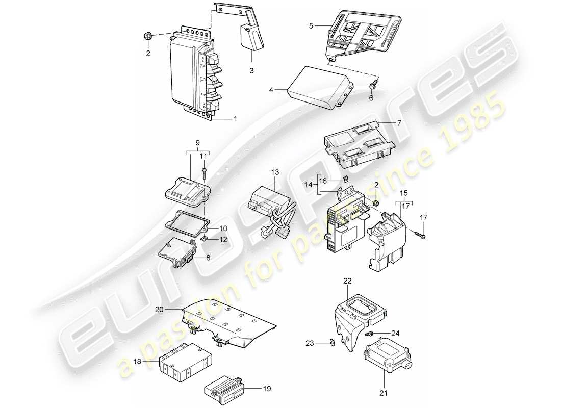 porsche cayman 987 (2008) control units part diagram