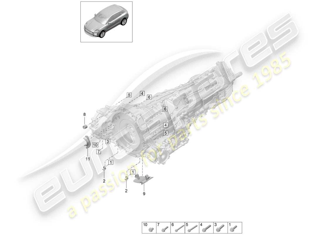 porsche macan (2020) mounting parts for engine and part diagram