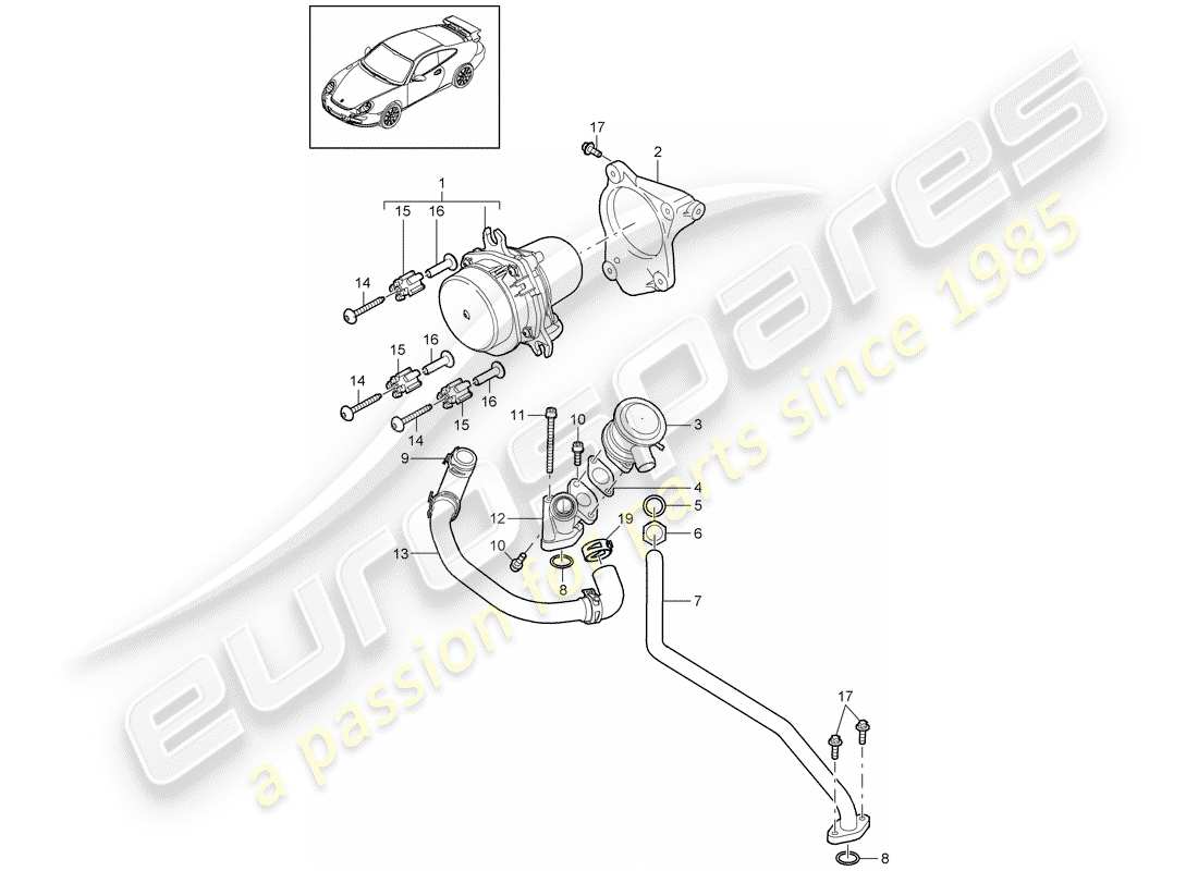 porsche 997 gt3 (2008) air injection part diagram