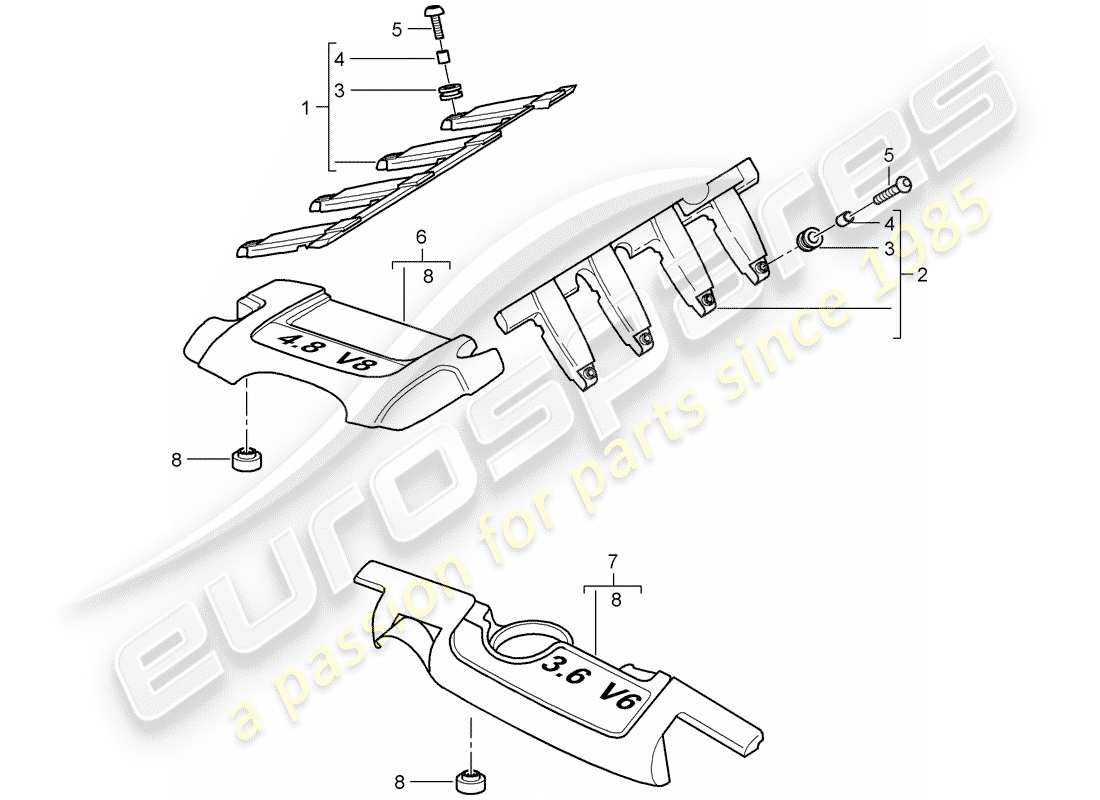 porsche cayenne (2010) engine cover part diagram