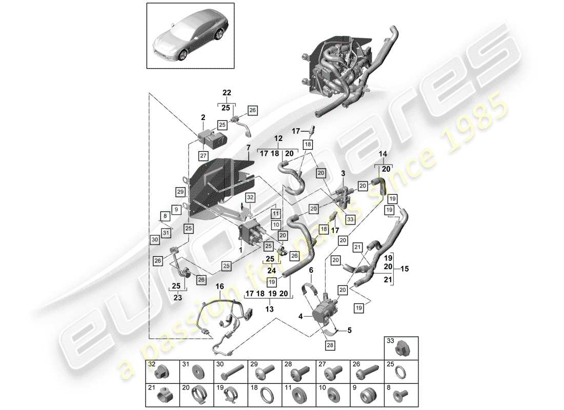 porsche panamera 971 (2018) evaporator part diagram