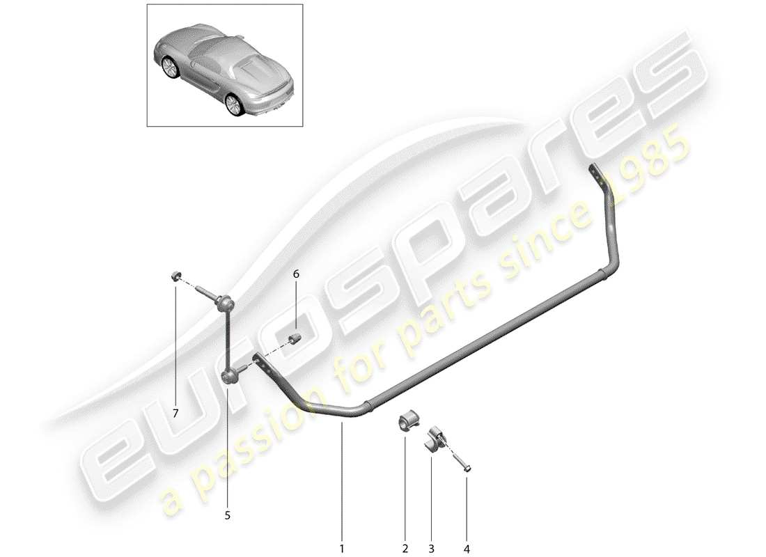 porsche boxster spyder (2016) stabilizer part diagram