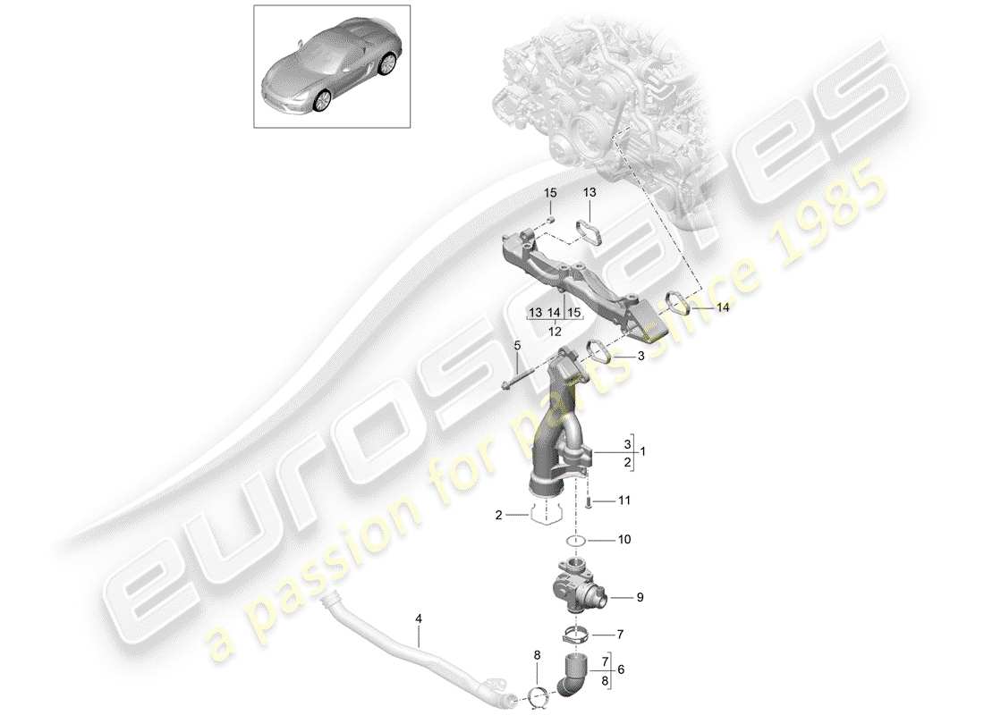 porsche boxster spyder (2016) sub-frame part diagram