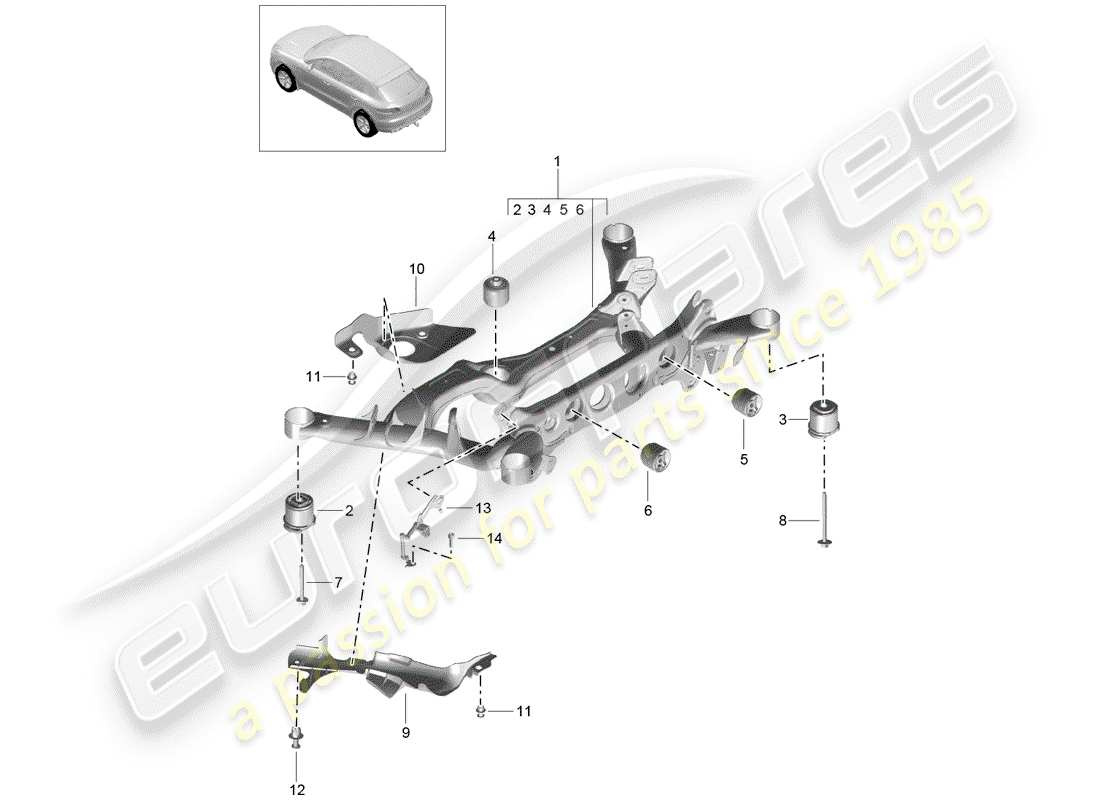 porsche macan (2015) rear axle part diagram