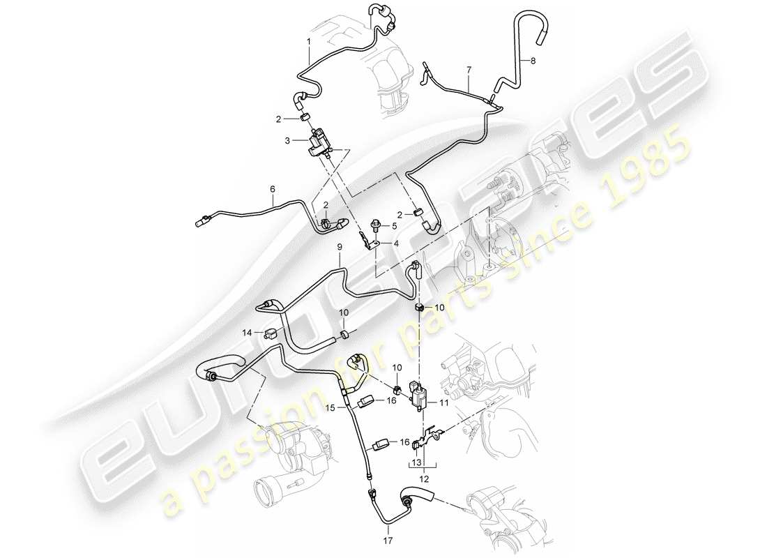 porsche cayenne (2010) control line part diagram