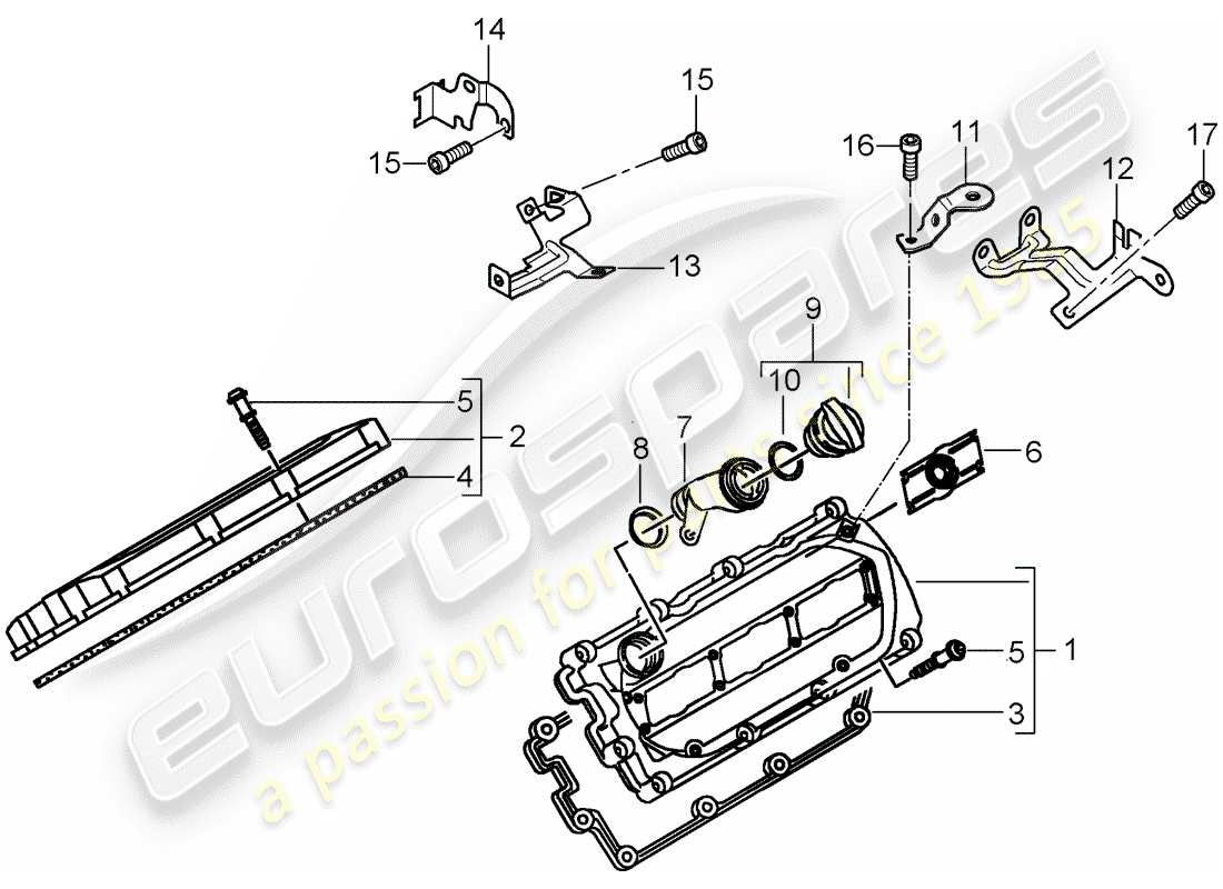 porsche cayenne (2010) valve cover part diagram