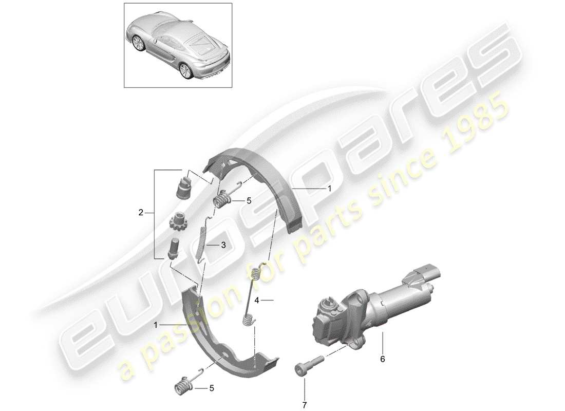 porsche cayman gt4 (2016) parking brake part diagram