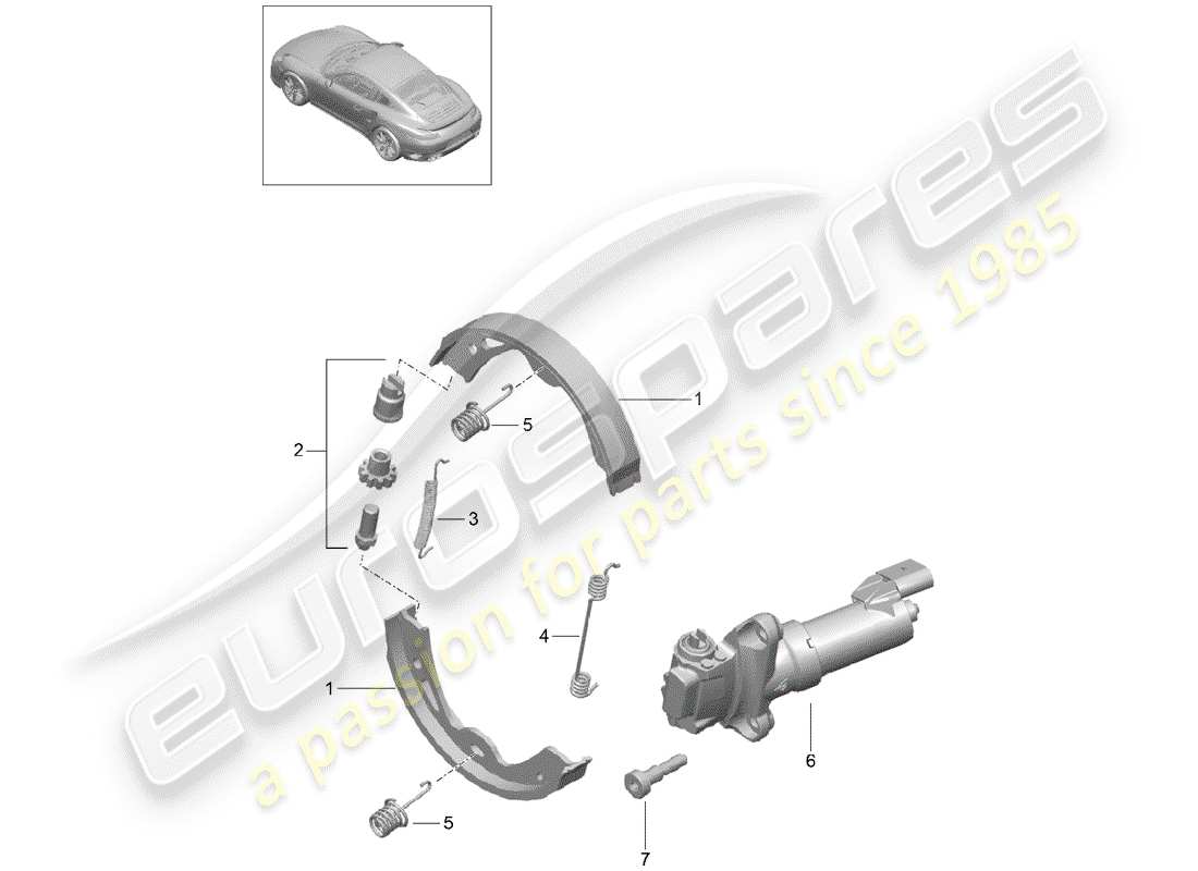 porsche 991 turbo (2019) parking brake part diagram