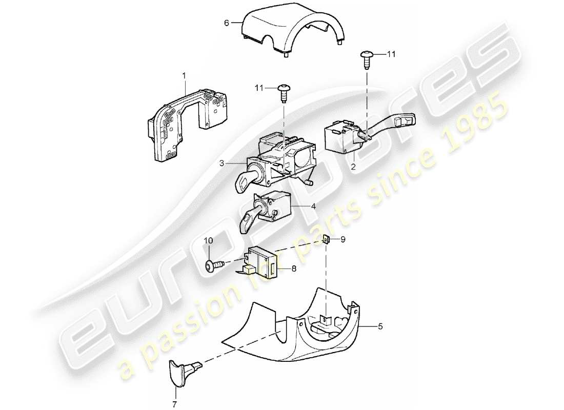 porsche cayenne (2006) steering column switch part diagram