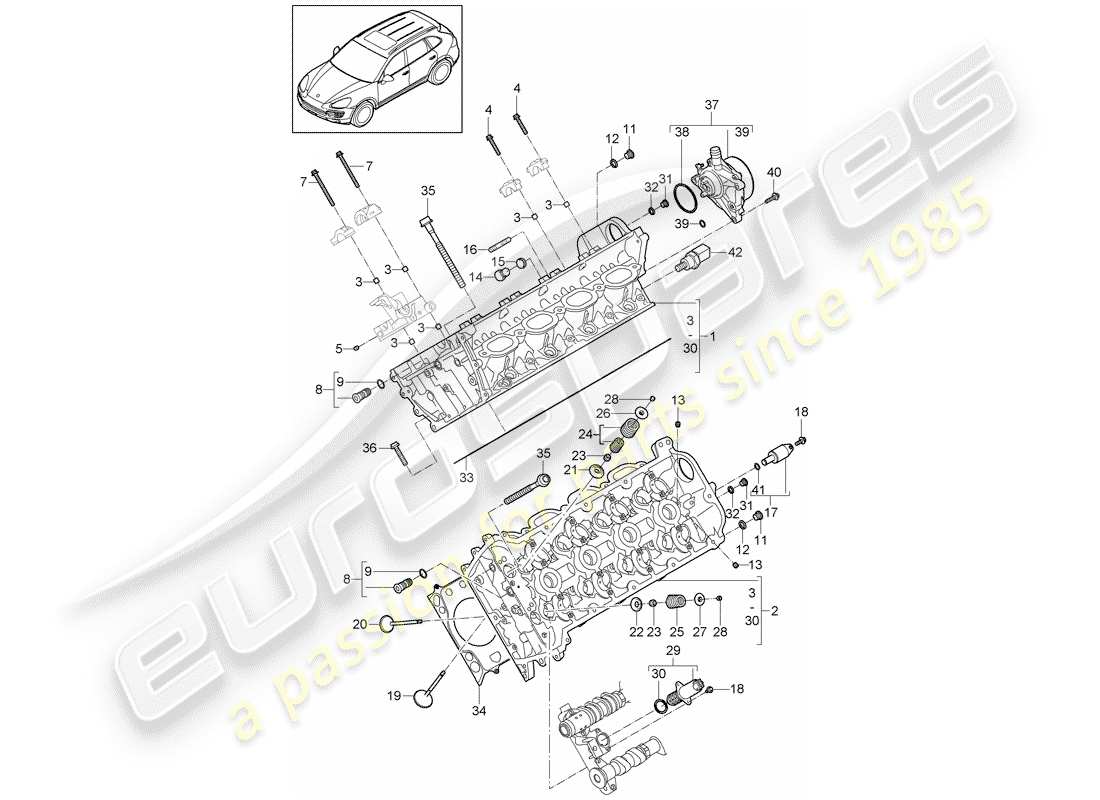 porsche cayenne e2 (2011) cylinder head part diagram