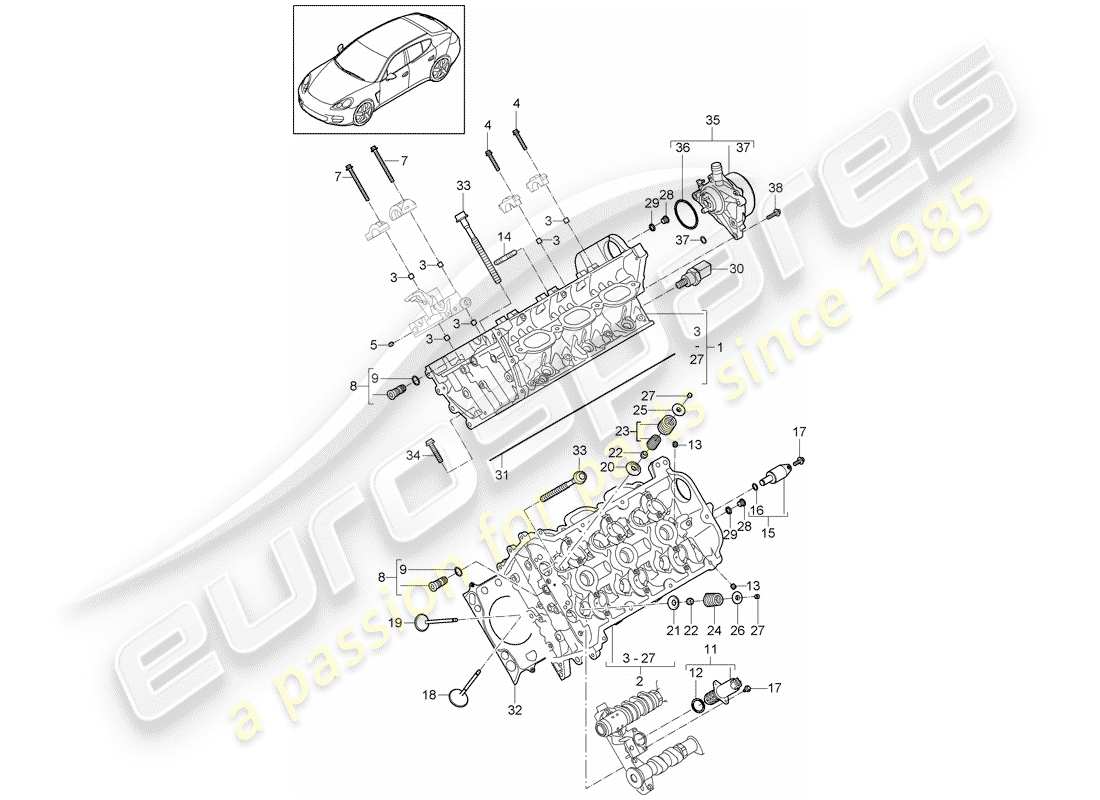 porsche panamera 970 (2011) cylinder head part diagram