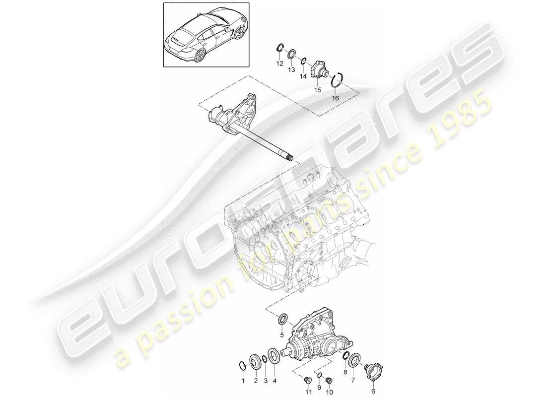 porsche panamera 970 (2011) front axle differential part diagram