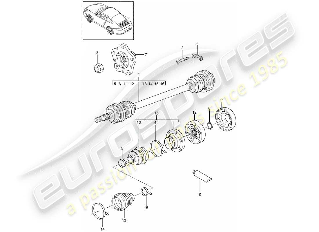 porsche 997 gen. 2 (2012) drive shaft part diagram