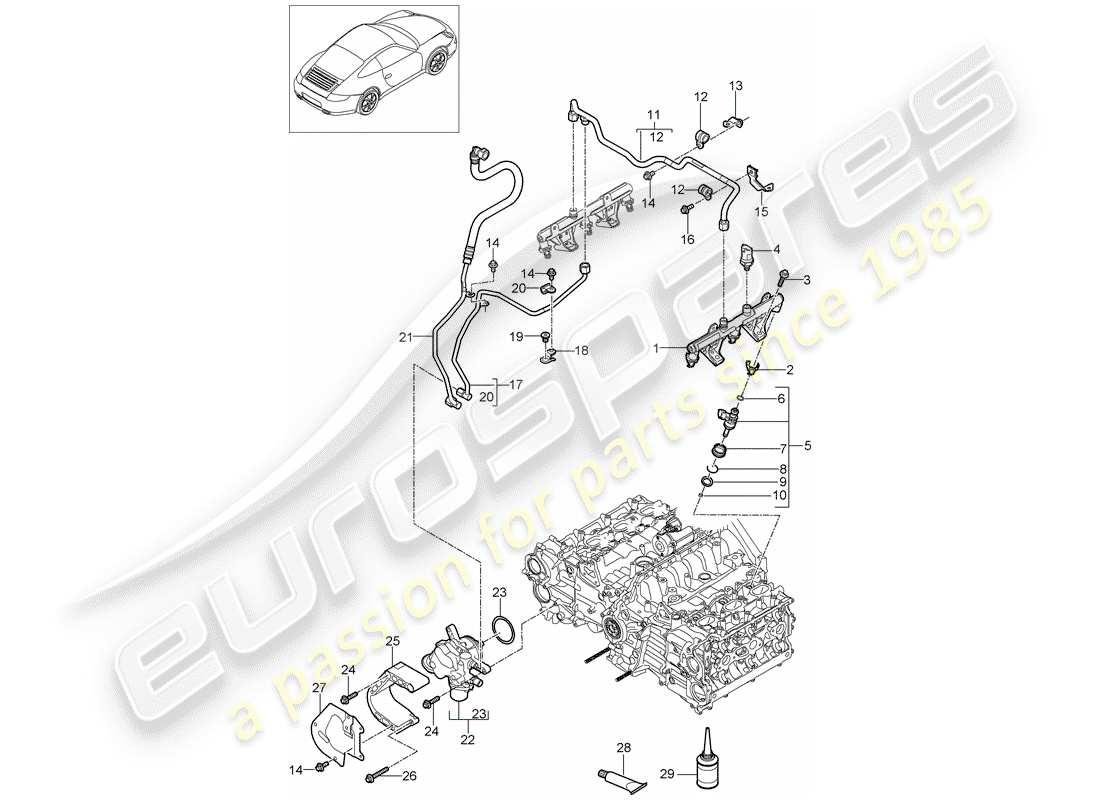 porsche 997 gen. 2 (2010) fuel collection pipe part diagram