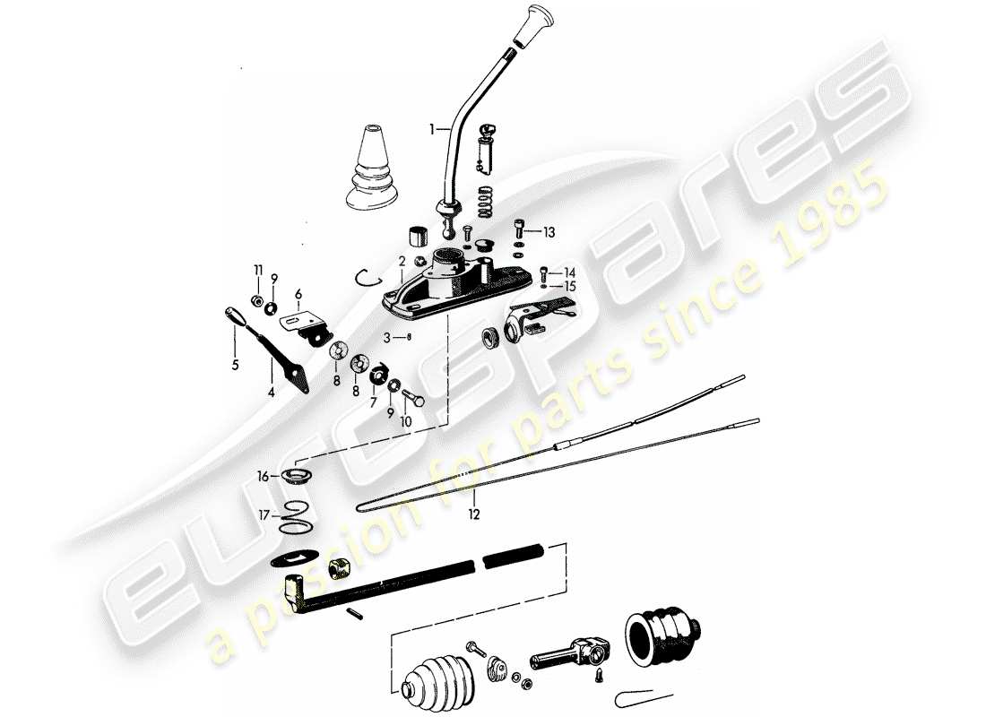 porsche 356b/356c (1963) transmission control part diagram