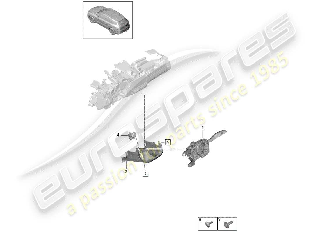 porsche cayenne e3 (2020) steering column switch part diagram