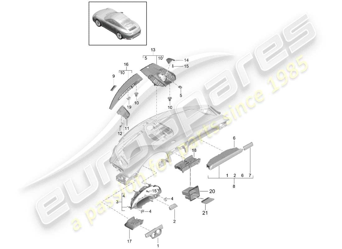 porsche 991 gen. 2 (2020) accessories part diagram