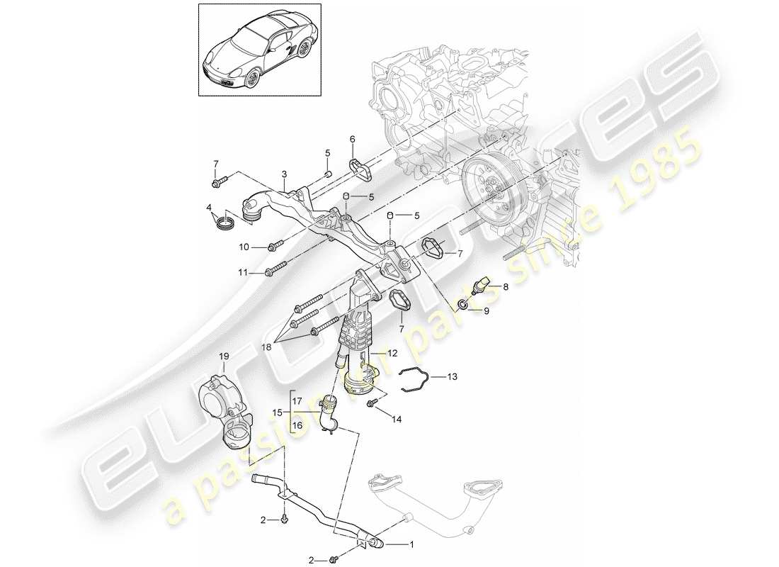 porsche cayman 987 (2011) sub-frame part diagram