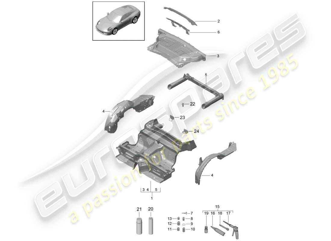 porsche 991 (2016) rear end part diagram