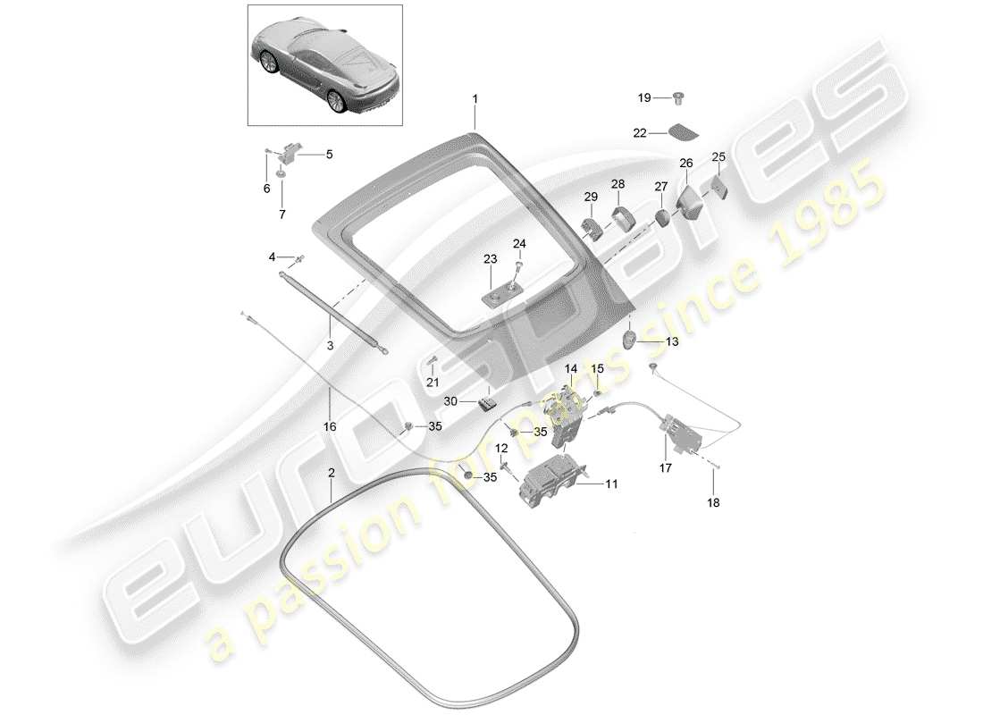 porsche cayman gt4 (2016) cover part diagram