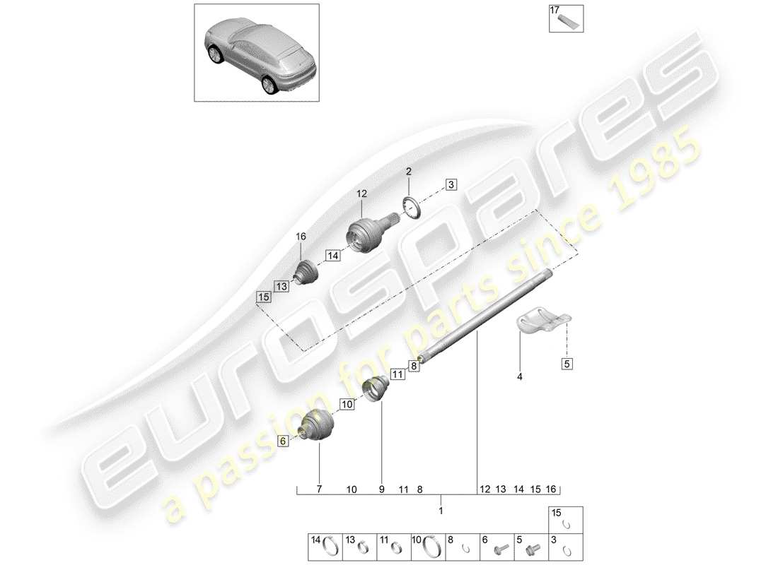 porsche macan (2020) drive shaft part diagram