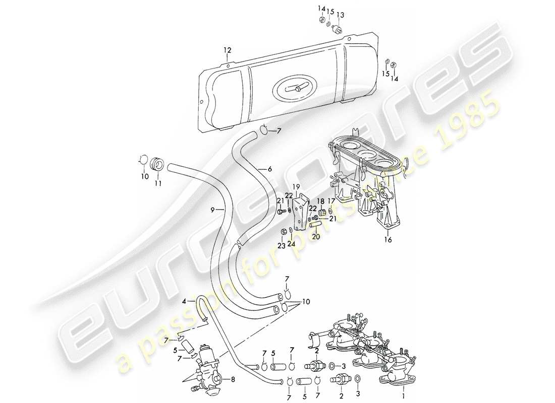 porsche 911 (1973) vacuum system - for - clutch release - injection system - for - sportomatic - d - mj 1972>> part diagram