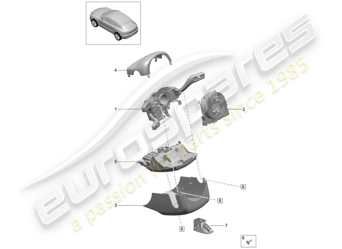 porsche macan (2020) steering column switch part diagram