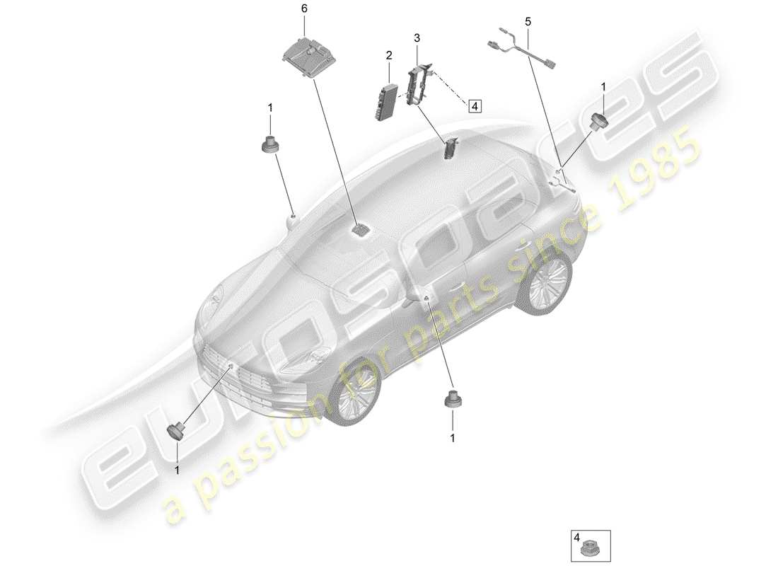 porsche macan (2020) rear view camera part diagram