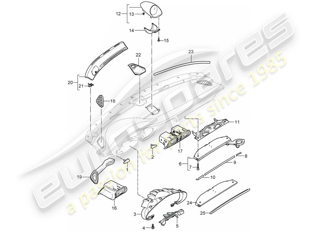 porsche 997 gt3 (2008) accessories part diagram