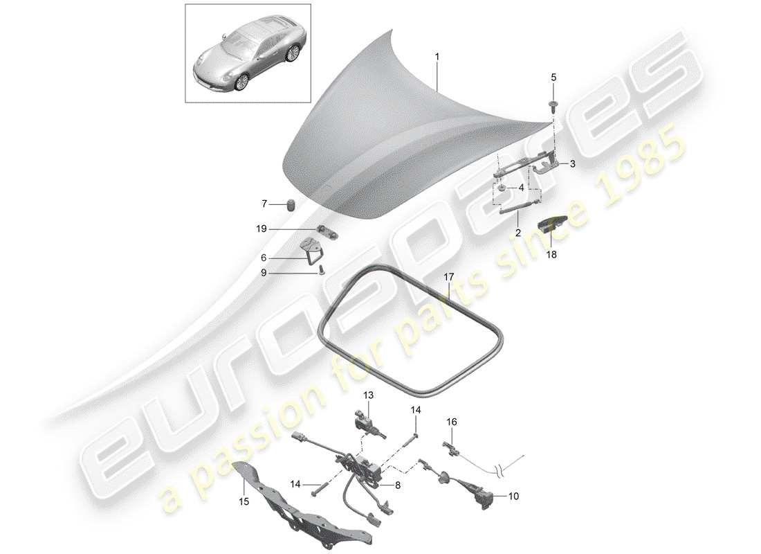 porsche 991 gen. 2 (2017) cover part diagram