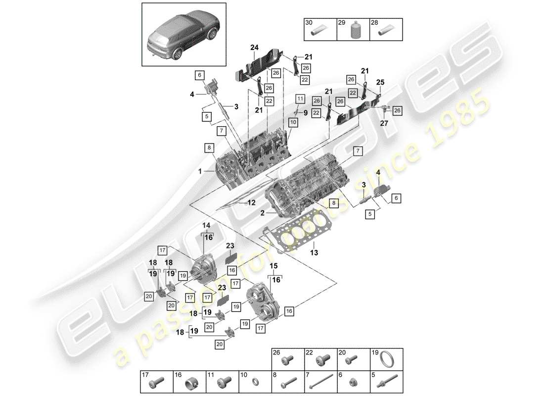 porsche cayenne e3 (2020) cylinder head part diagram