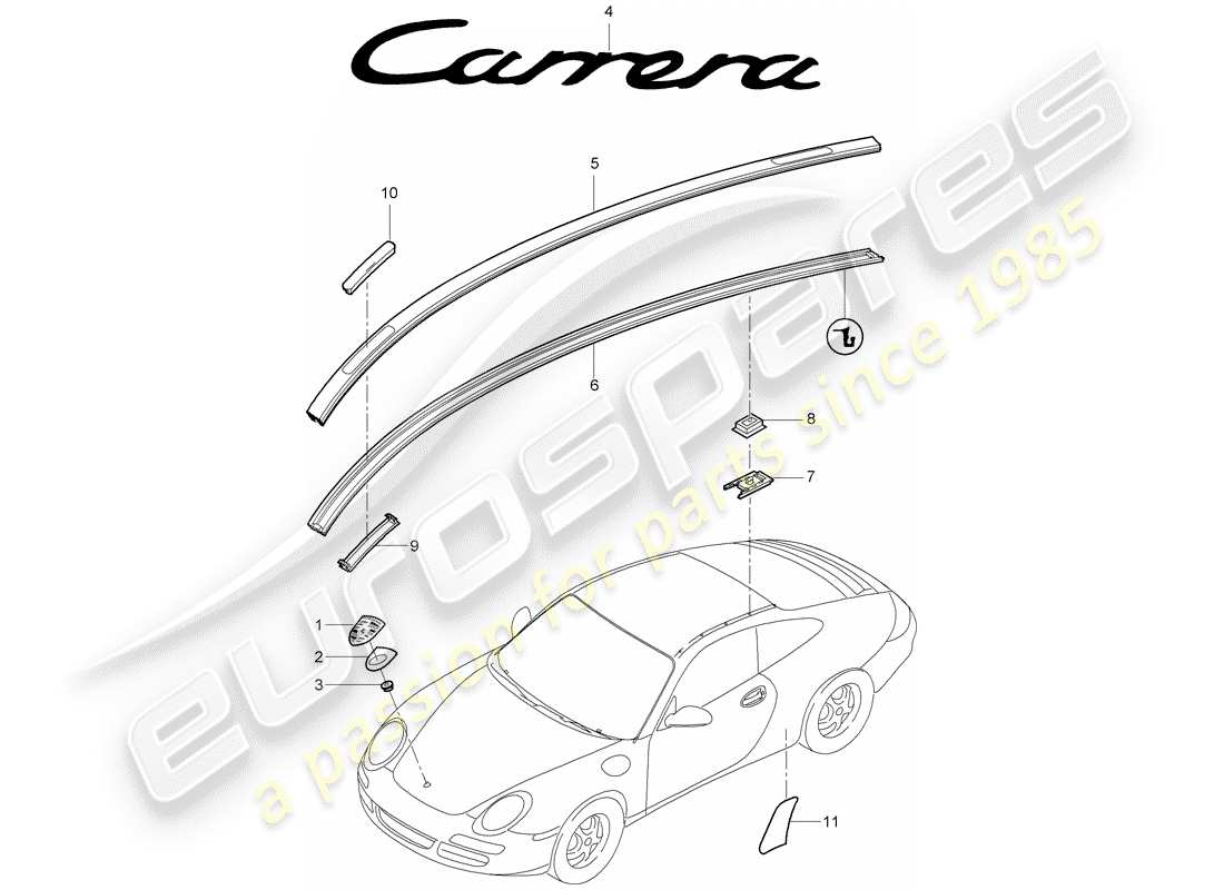 porsche 997 (2005) nameplates part diagram