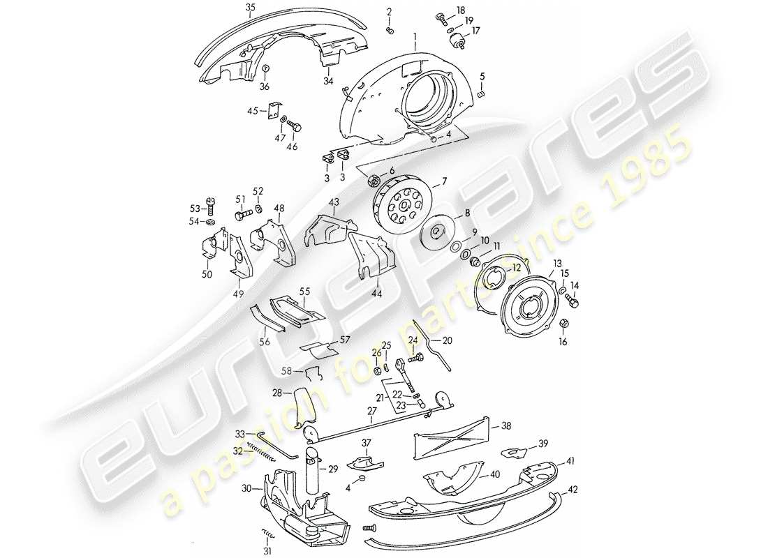 porsche 356/356a (1954) air cooling part diagram