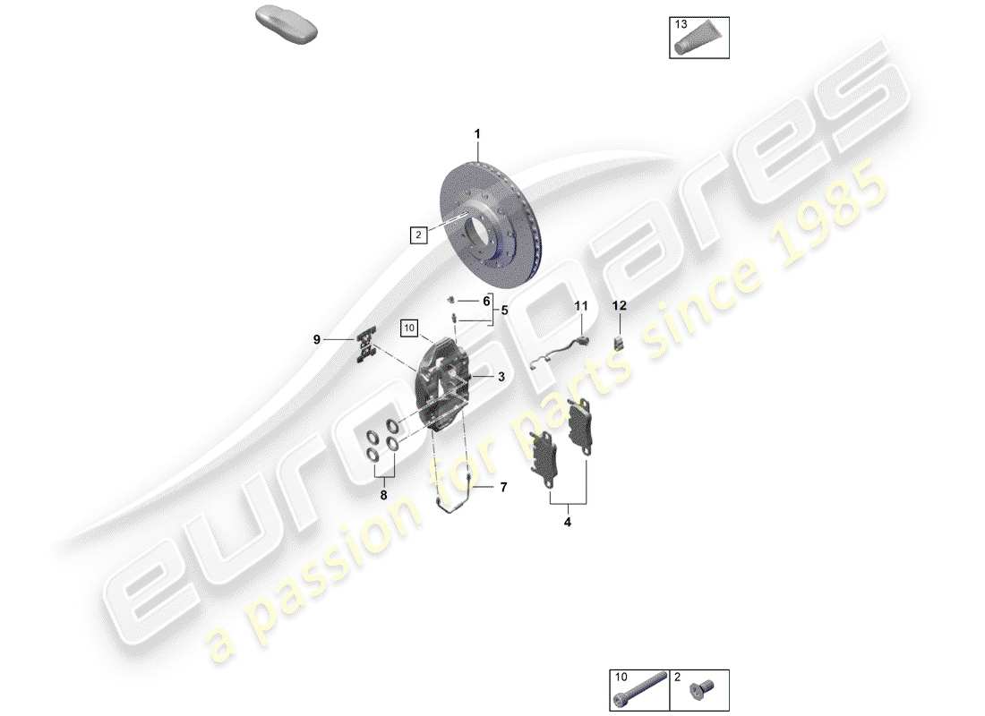 porsche boxster spyder (2019) disc brakes part diagram