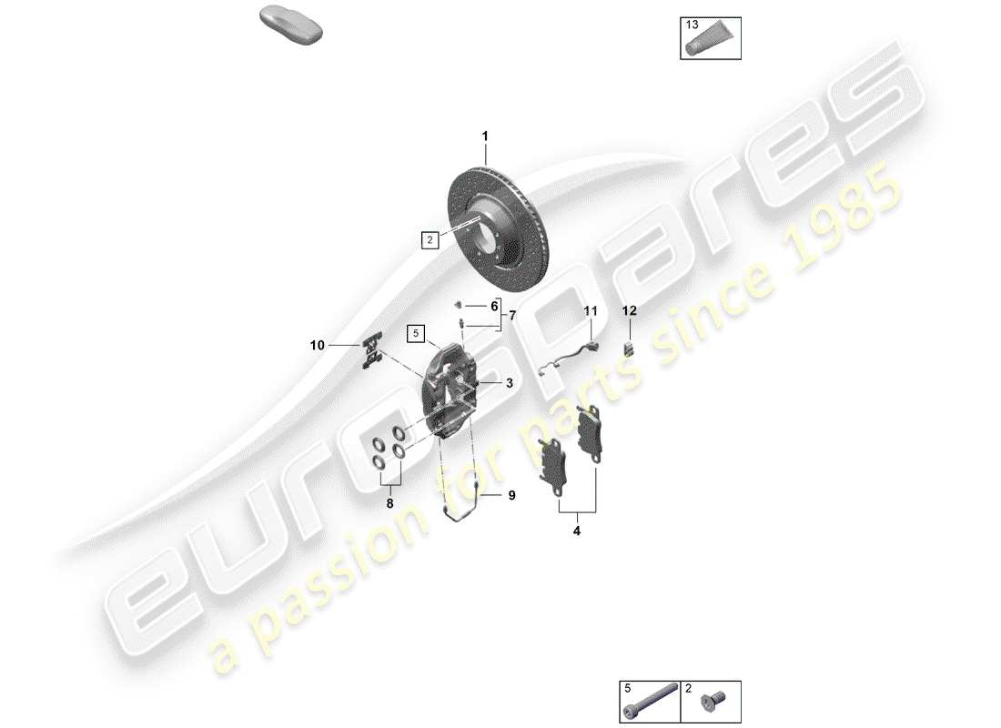 porsche boxster spyder (2020) disc brakes part diagram