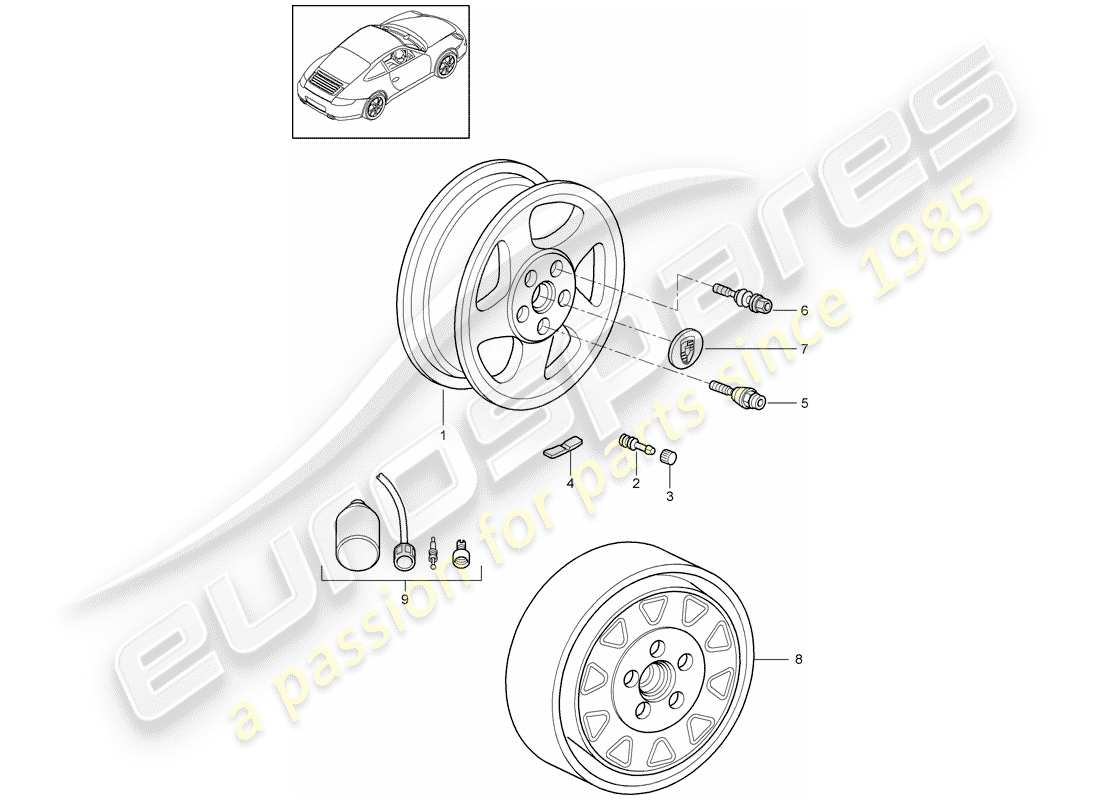 porsche 997 gen. 2 (2011) wheels part diagram