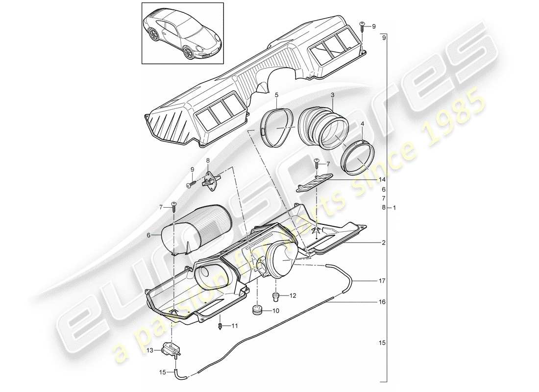 porsche 997 gen. 2 (2011) air cleaner part diagram