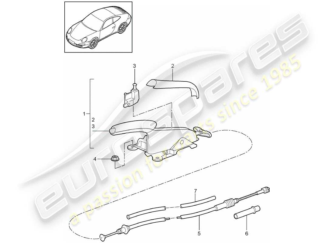 porsche 997 gen. 2 (2011) handbrake part diagram