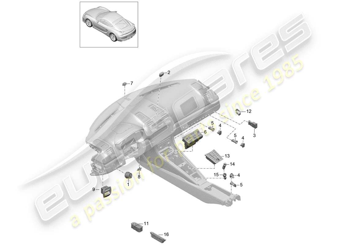 porsche cayman gt4 (2016) switch part diagram