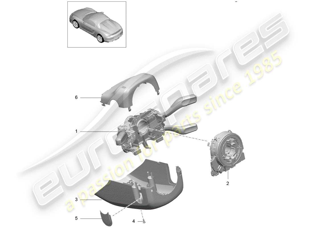 porsche boxster spyder (2016) steering column switch part diagram