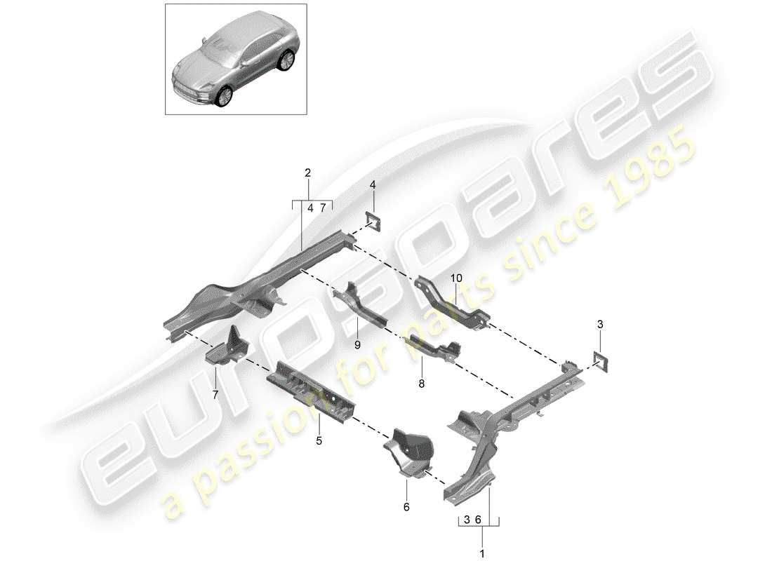 porsche macan (2020) frame part diagram