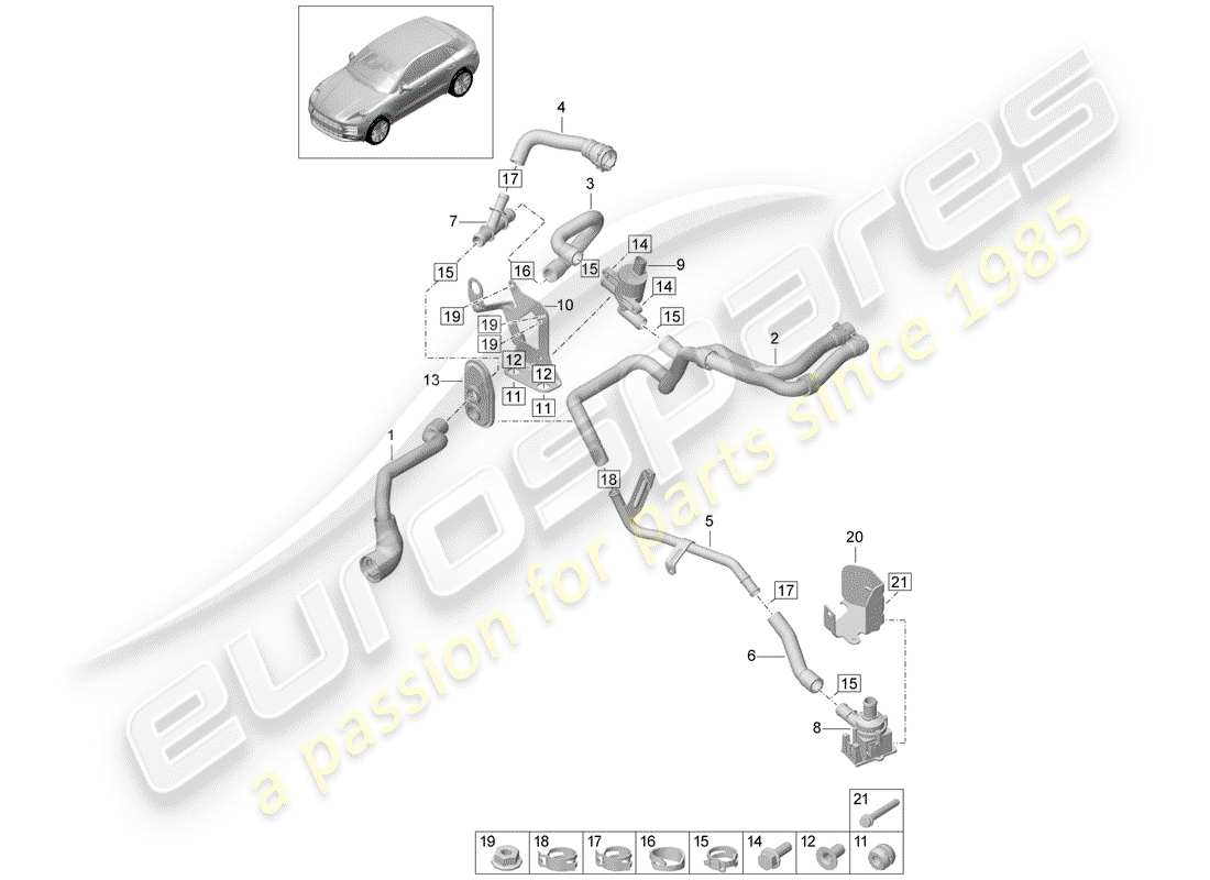 porsche macan (2020) heater part diagram