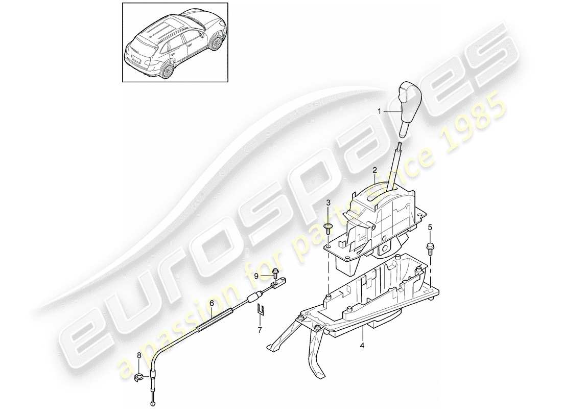 porsche cayenne e2 (2017) selector lever part diagram