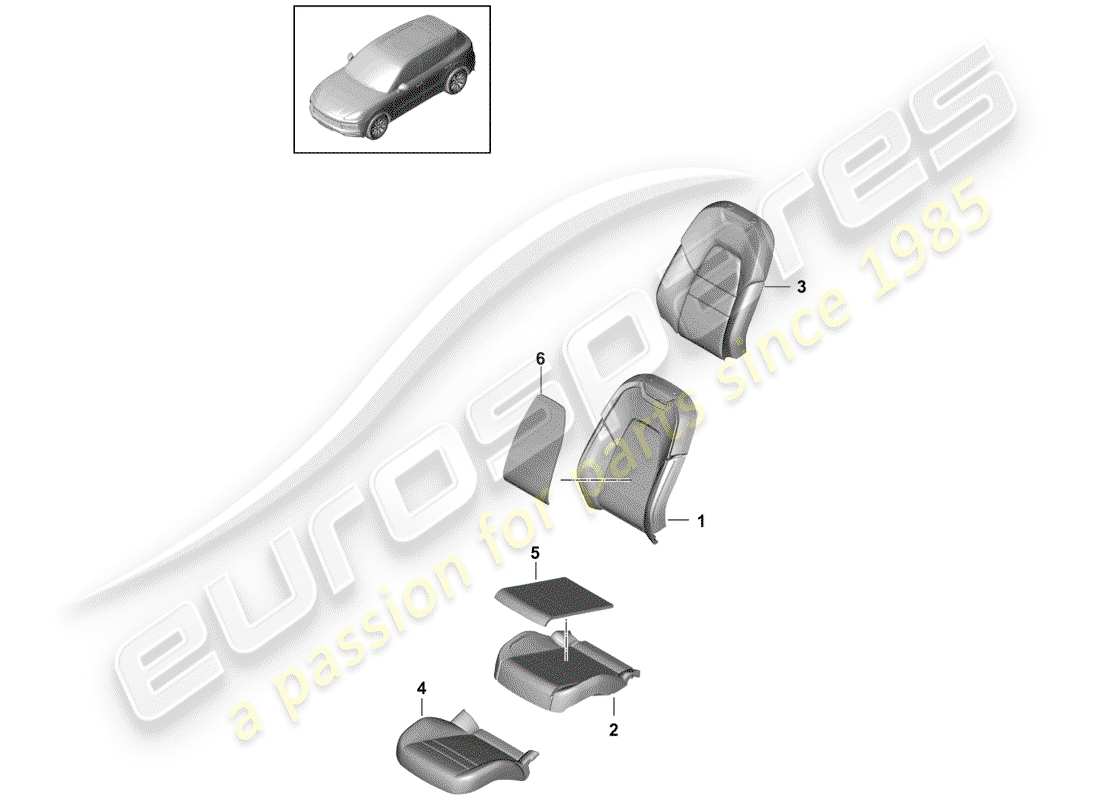 porsche cayenne e3 (2020) foam part part diagram