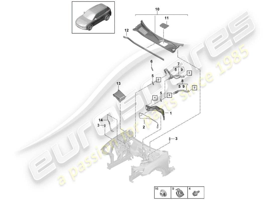 porsche cayenne e3 (2018) heater part diagram