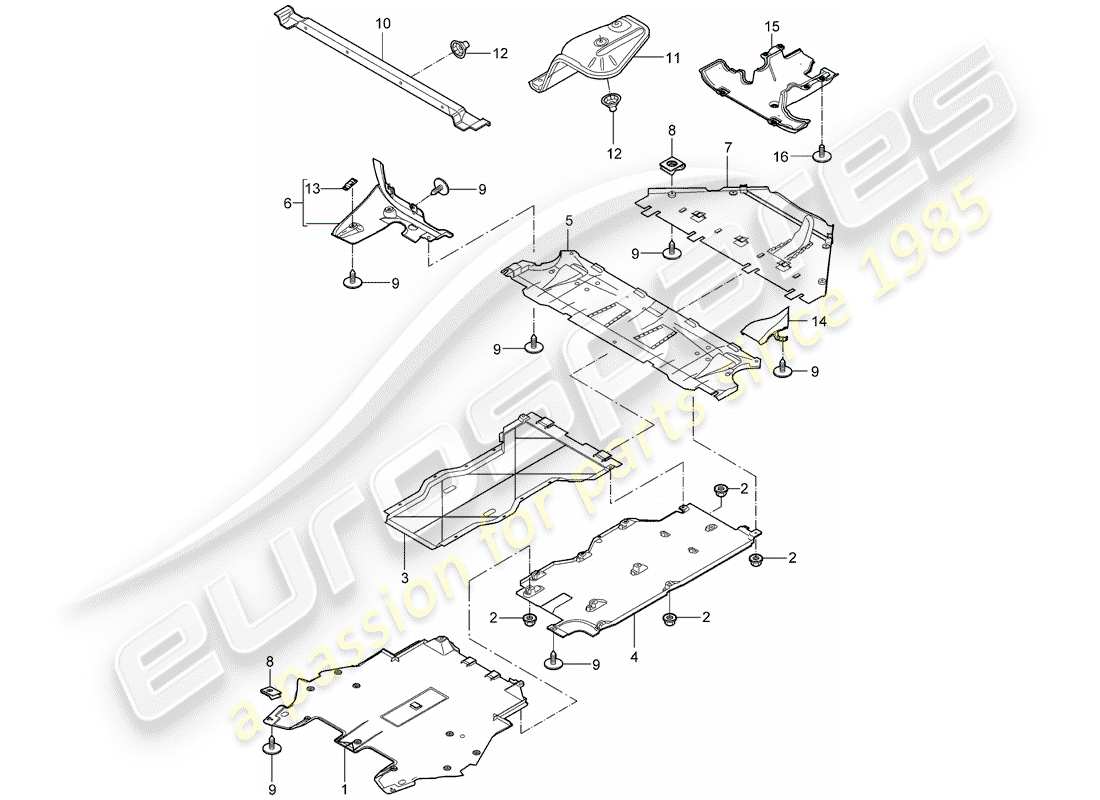 porsche 997 gt3 (2007) trims part diagram