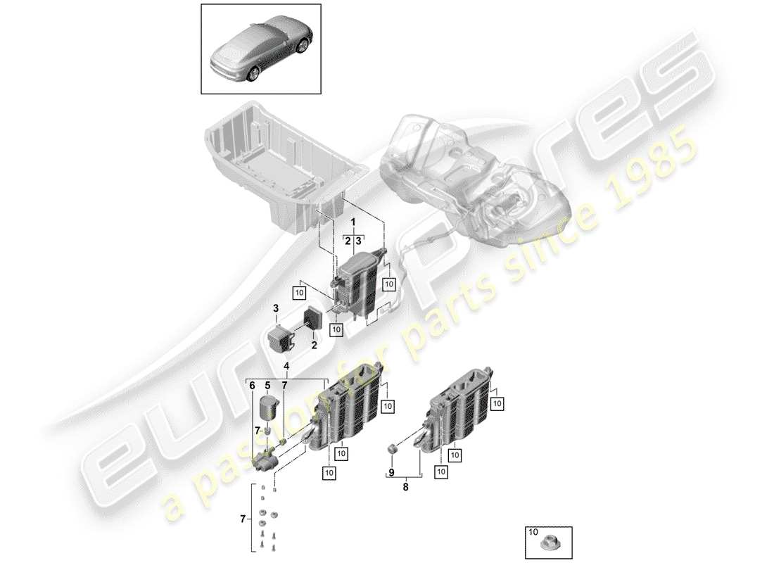 porsche panamera 971 (2019) evaporative emission canister part diagram